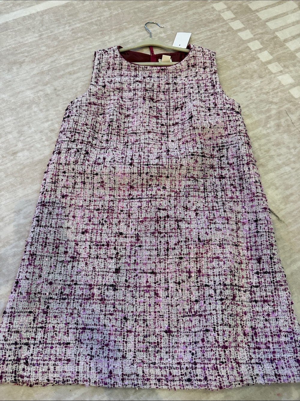NWT Crew Cuts Sleeveless Bouclé Shift Dress in Lavender Pink